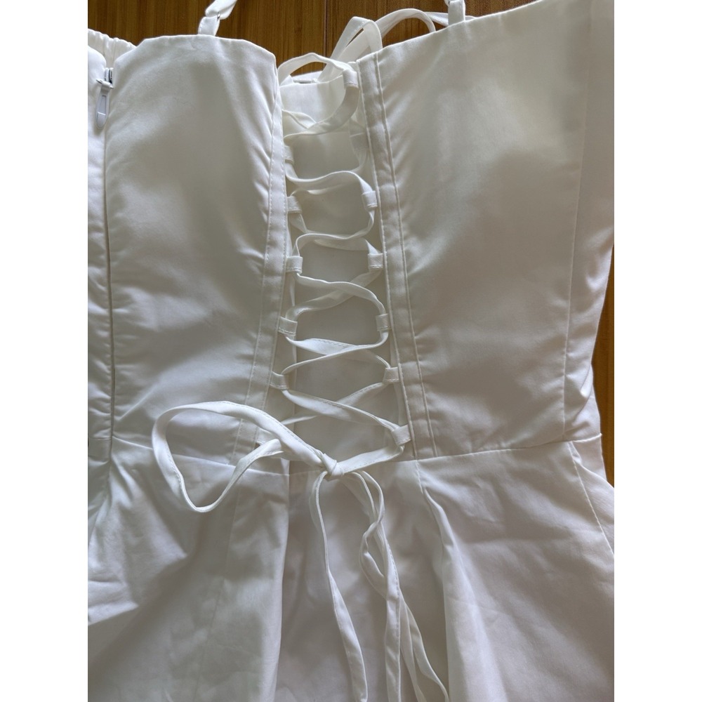 Babyboo Lacey Mini Dress Womens Size XS White Corset Milkmaid Cottagecore - Picture 8 of 11